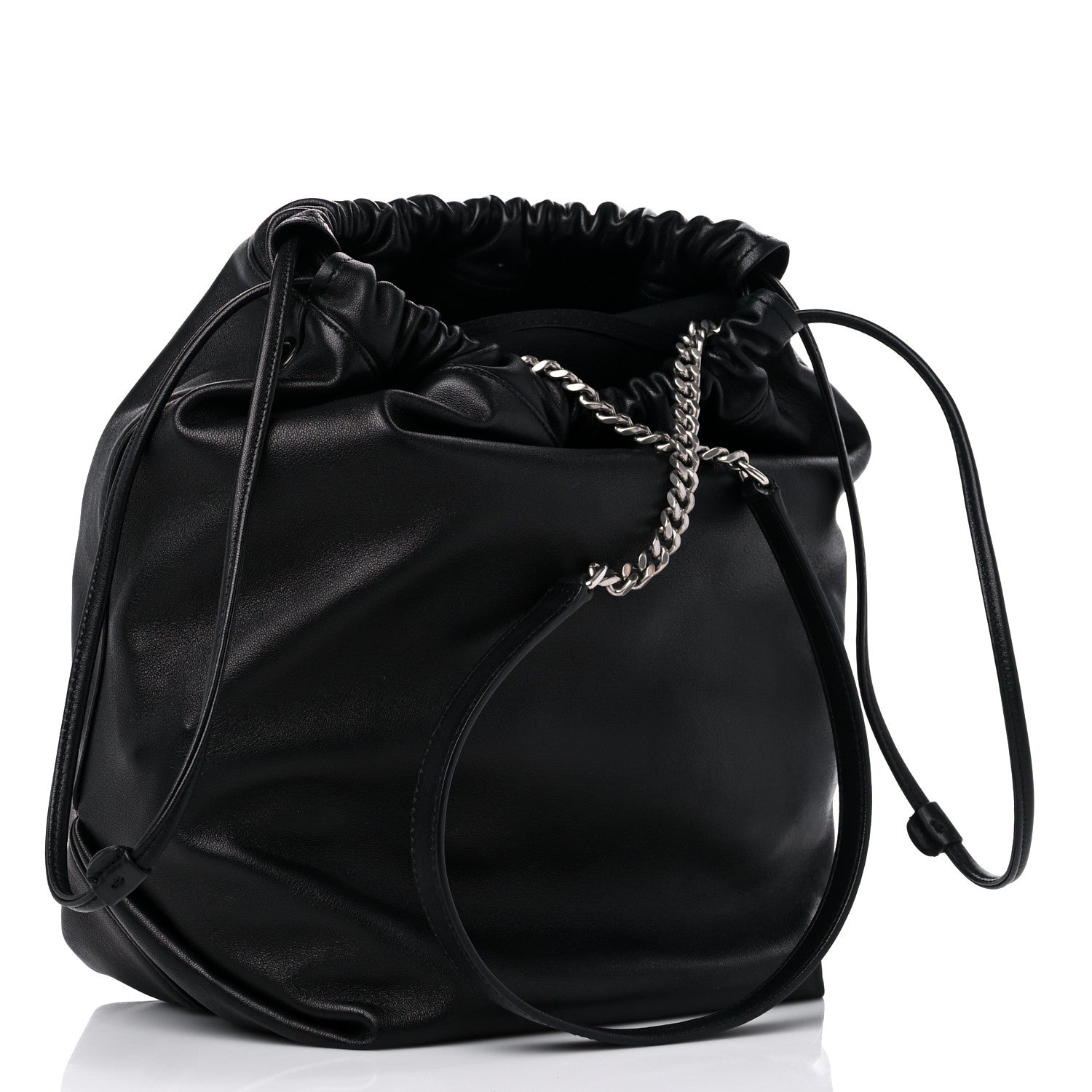 Saint Laurent Lambskin Teddy Drawstring Bag Black 4 of 8