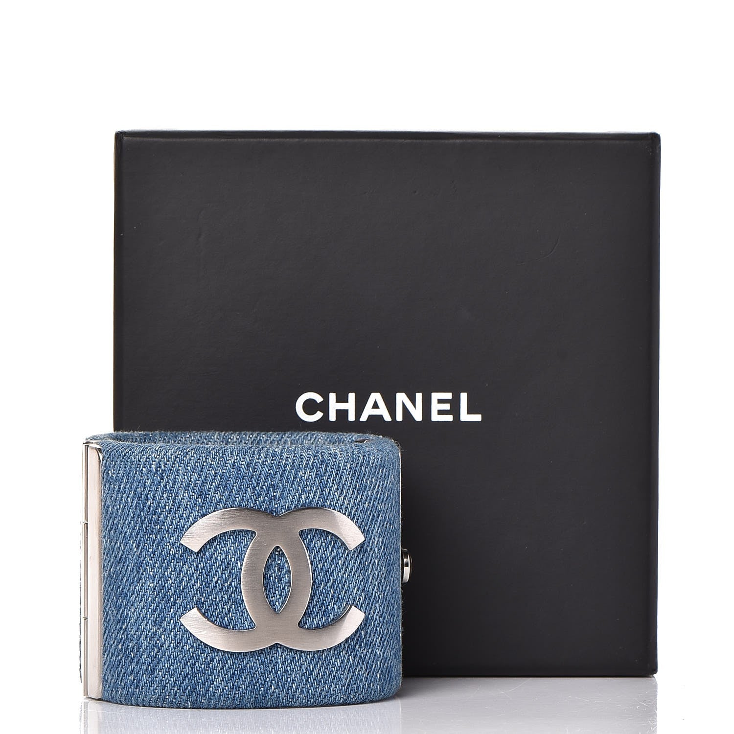 Chanel Denim CC Cuff Bracelet Blue 6 of 6