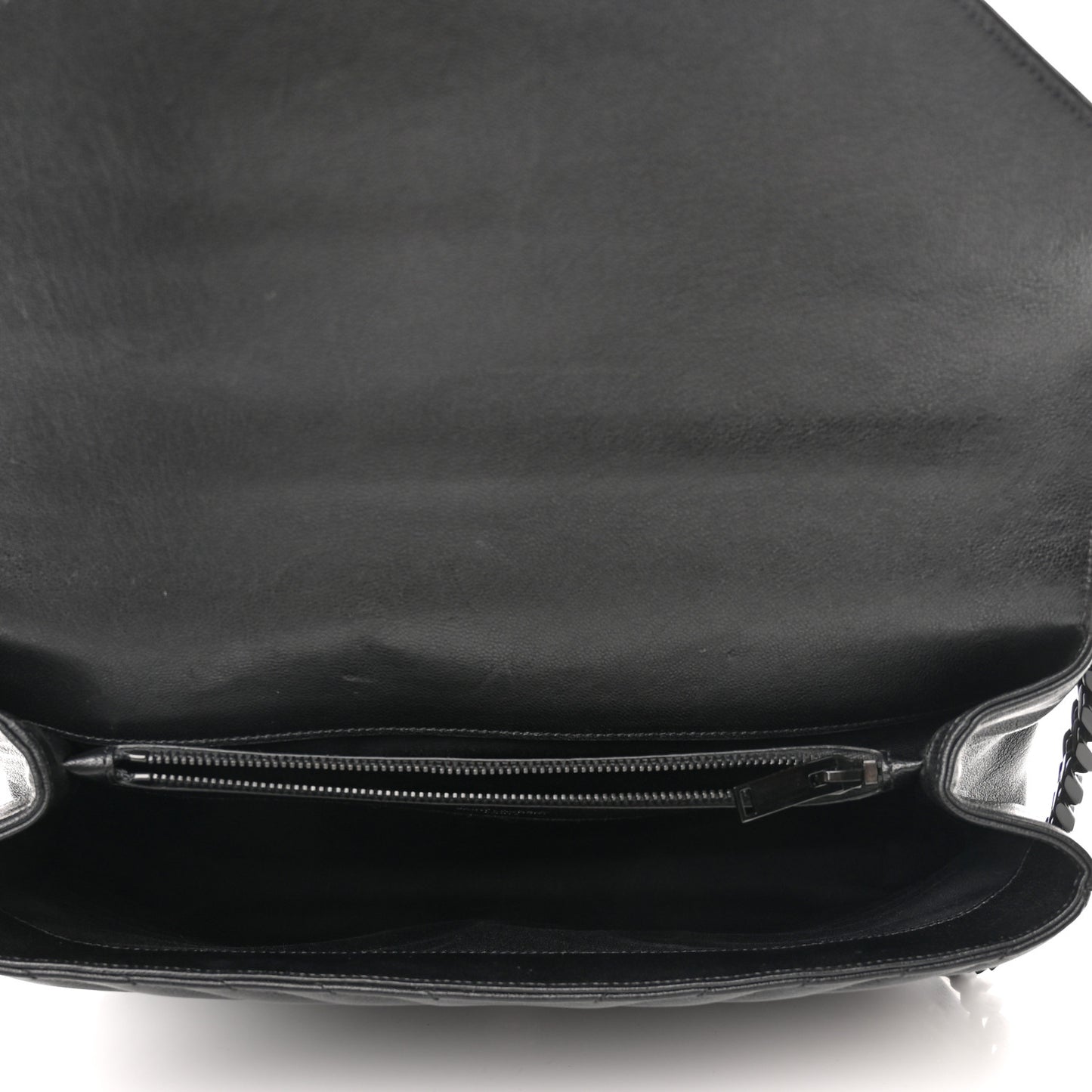 Sheepskin Matelasse Chevron Monogram Monochrome Large College Satchel Black
