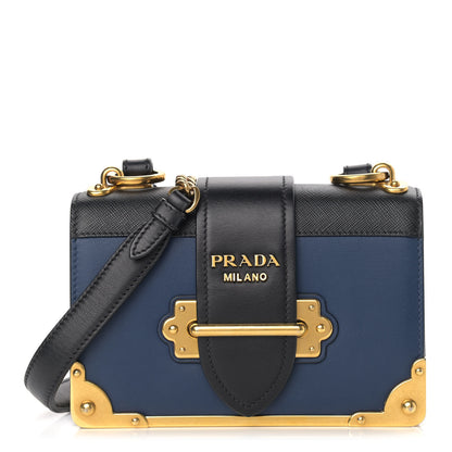 Prada City Calf Saffiano Cahier Bag Bluette Black 1 of 9
