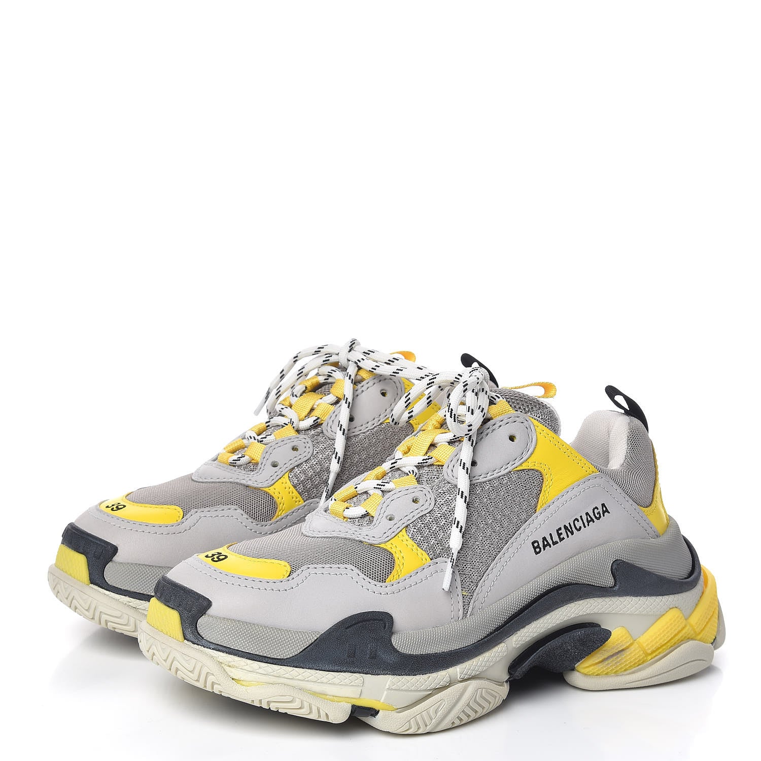 Balenciaga Fabric Mesh Womens Triple S Sneakers 39 Yellow Grey White 3 of 9