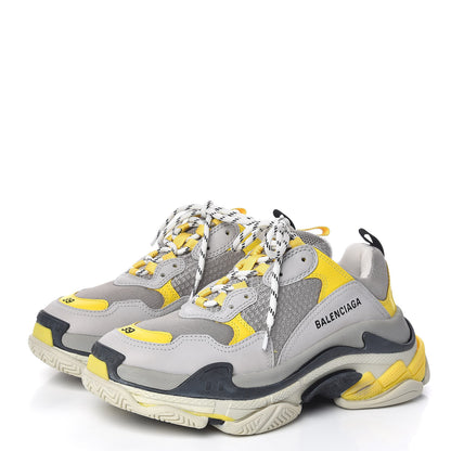 Balenciaga Fabric Mesh Womens Triple S Sneakers 39 Yellow Grey White 3 of 9