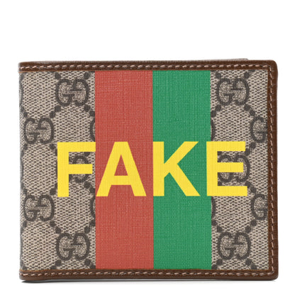 Gucci GG Supreme Monogram Azalea Calfskin Fake/Not Bi-Fold Wallet Beige Ebony Brown Sugar 1 of 8