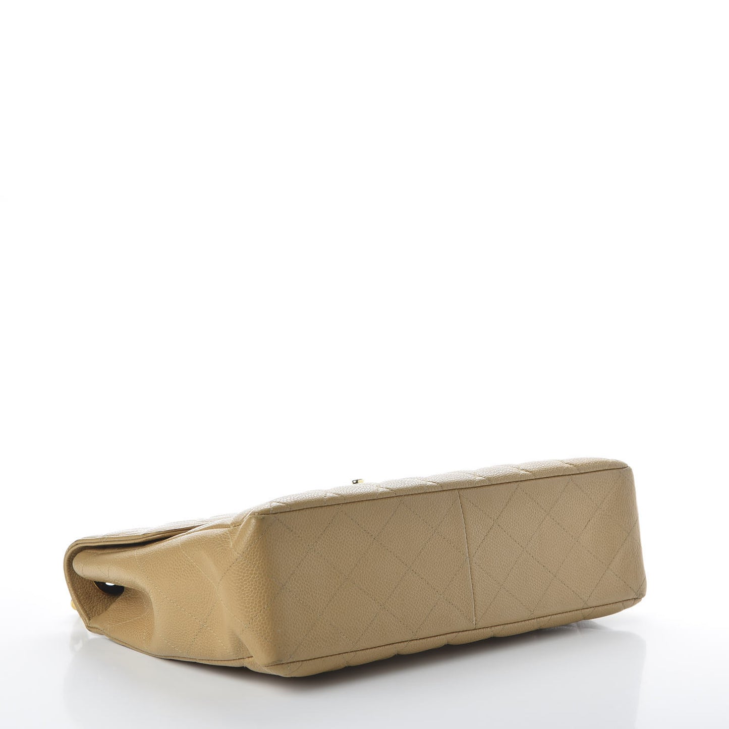 Caviar Quilted Jumbo Single Flap Beige