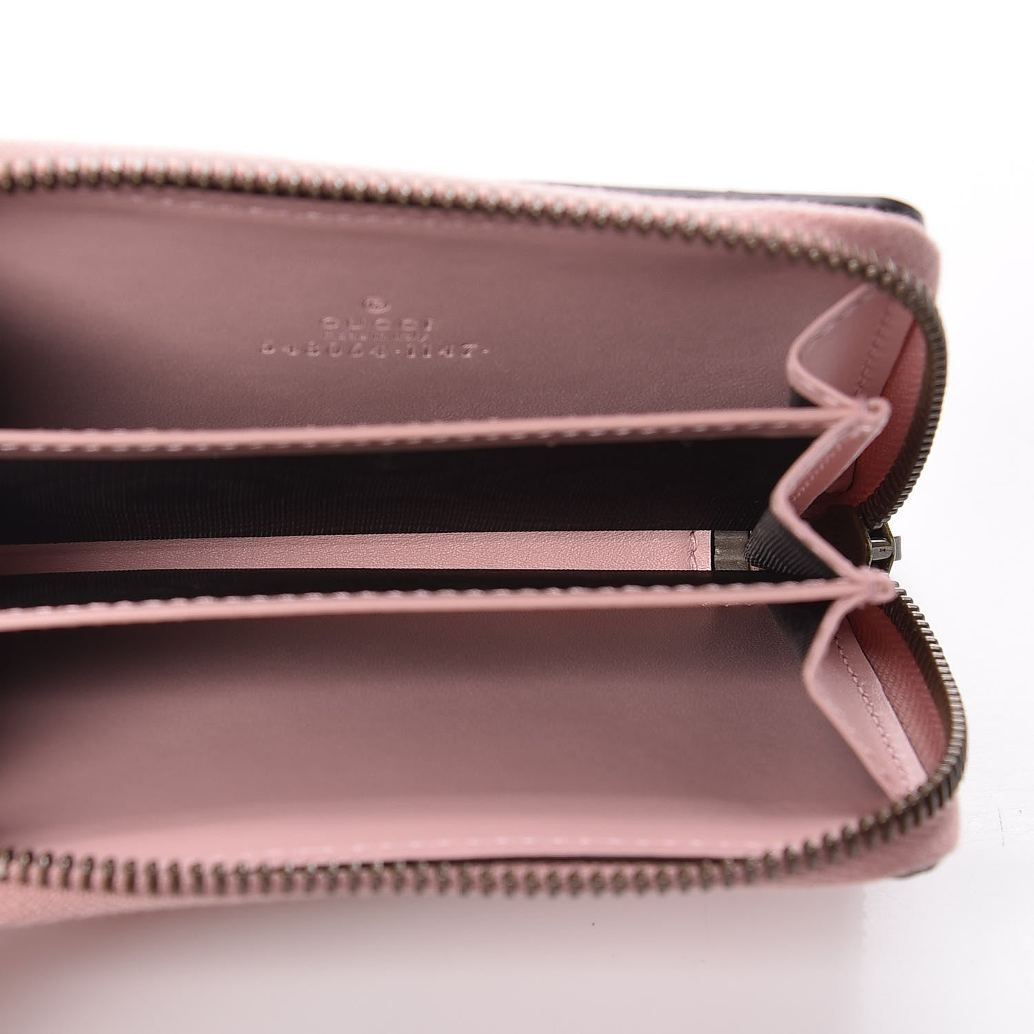 Gucci Guccissima Signature Crystal Cat Zip Around Card Case Light Candy Pink 4 of 13