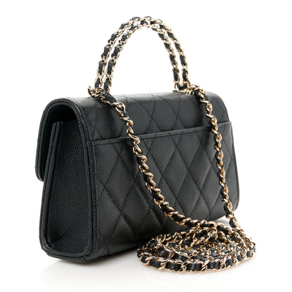Chanel Caviar Quilted Chain Match Top Handle Phone Holder With Chain Black 3 of 12