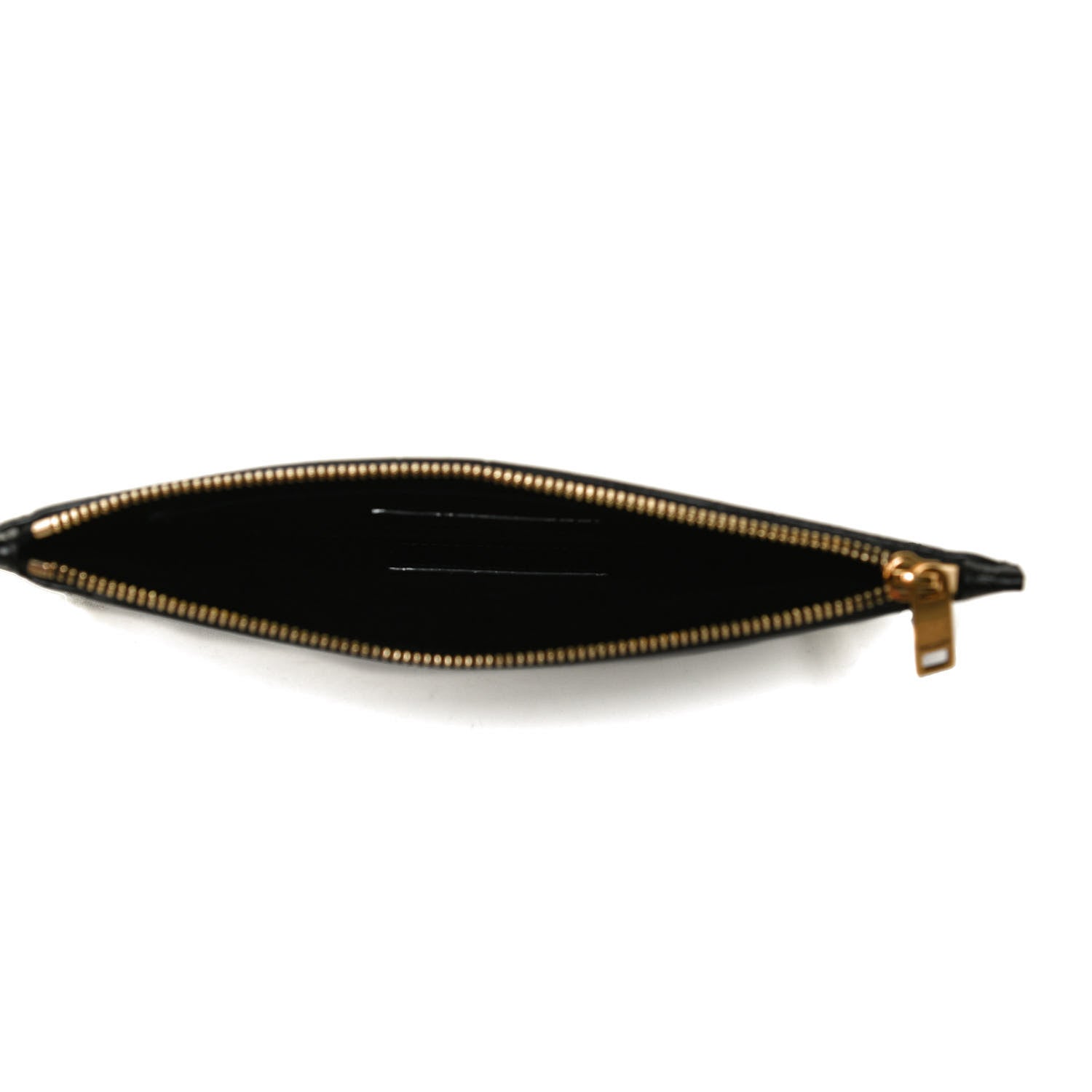 Saint Laurent Calfskin Crocodile Embossed Monogram Bill Pouch Black 5 of 11