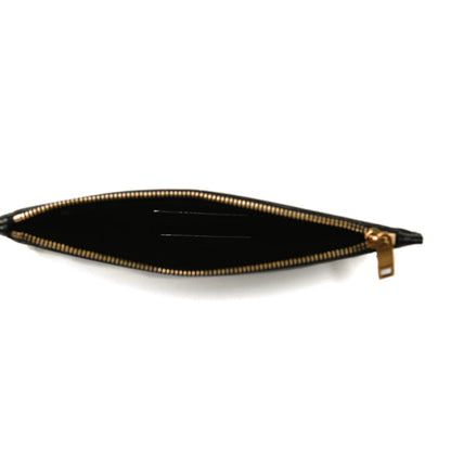 Saint Laurent Calfskin Crocodile Embossed Monogram Bill Pouch Black 5 of 11