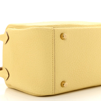Hermes Taurillon Clemence Mini Lindy 20 Jaune Poussin 9 of 11