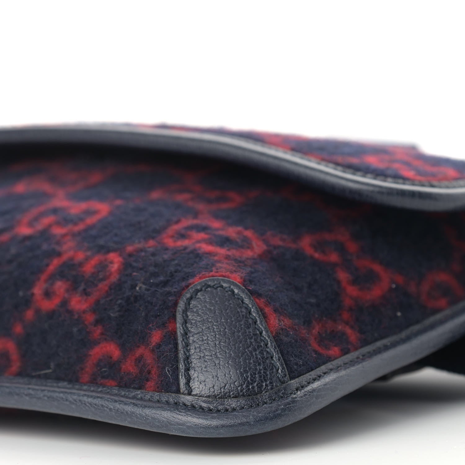 Gucci Covered Wool GG Monogram Slim Belt Bag Navy Red 8 of 10