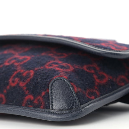 Gucci Covered Wool GG Monogram Slim Belt Bag Navy Red 8 of 10