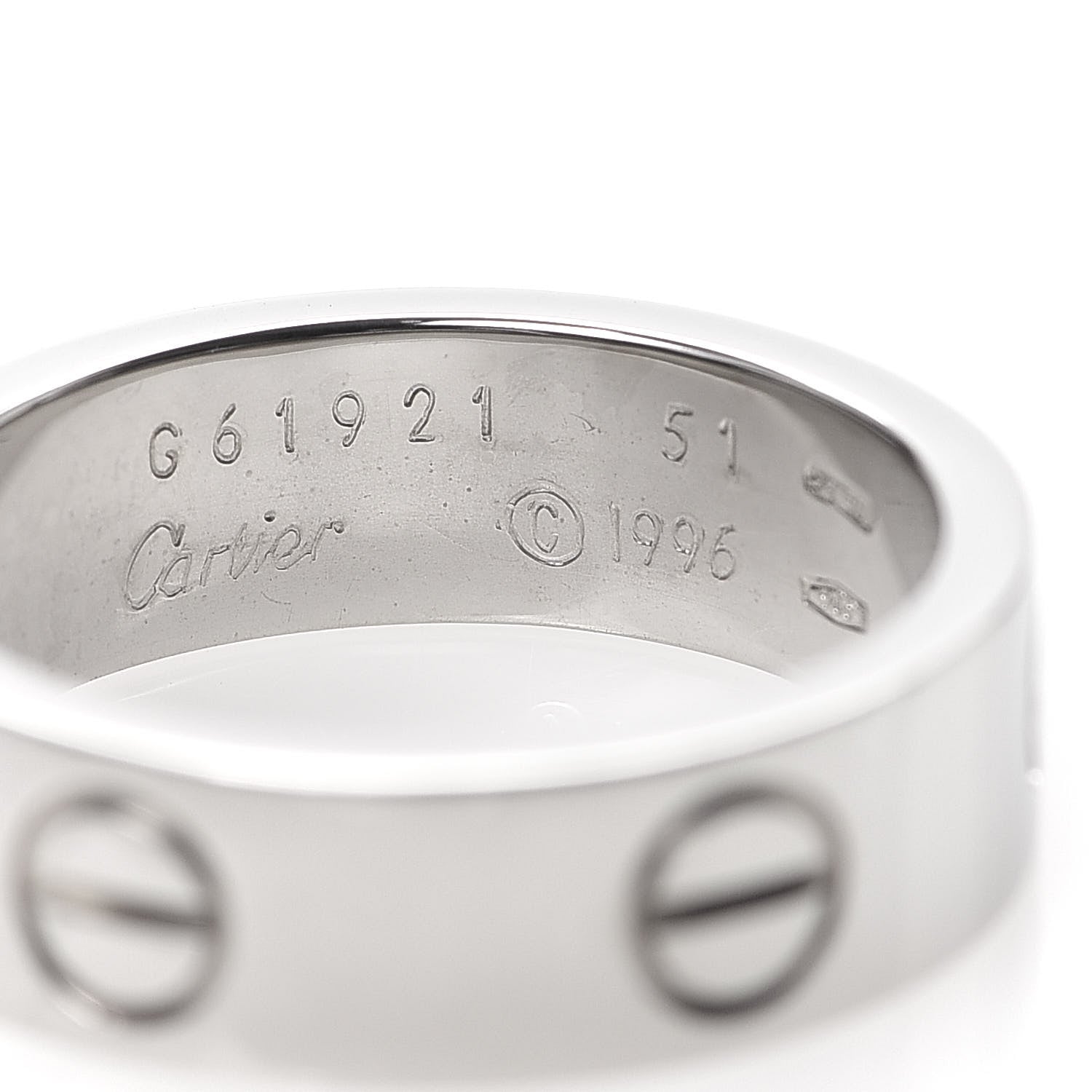 Cartier 18K White Gold 5.5mm LOVE Ring 51 5.75 4 of 4
