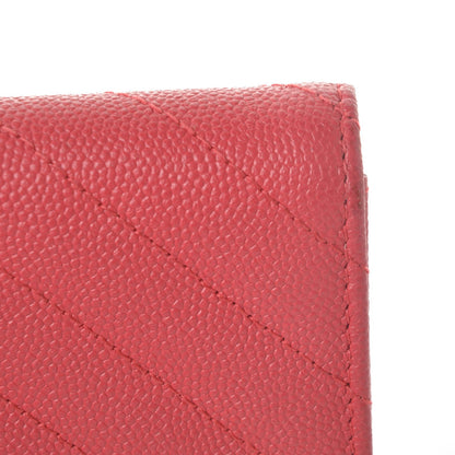 Chanel Caviar Chevron Quilted Card Holder Wallet Light Red 10 of 13