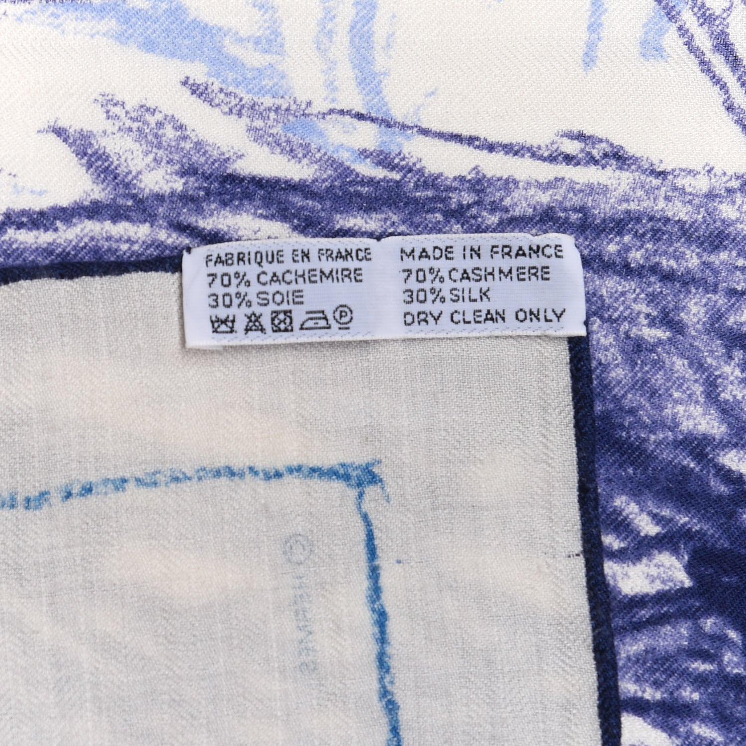 Hermes Cashmere Silk Pirouette au Galop Shawl 140 White Bleu Vert 4 of 4