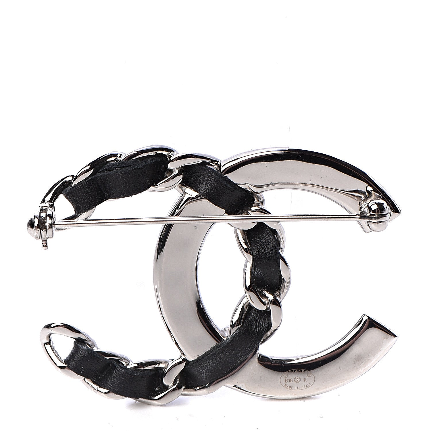 Chanel Lambskin Baguette Crystal CC Chain Brooch Black Silver 3 of 5