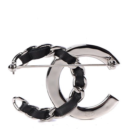 Chanel Lambskin Baguette Crystal CC Chain Brooch Black Silver 3 of 5