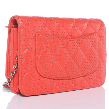 Chanel Lambskin Perforated Wallet on Chain WOC Red 3 of 8