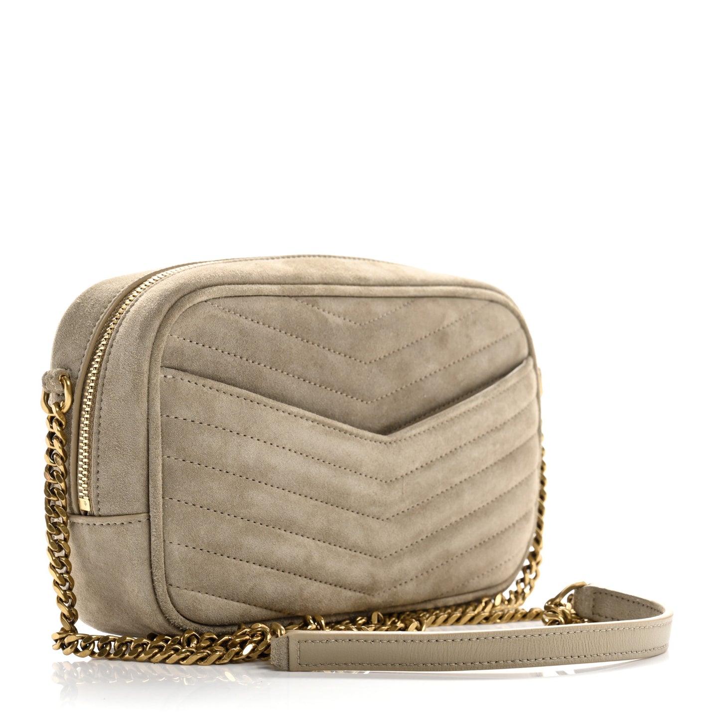 Suede Matelasse Monogram Mini Lou Camera Bag Matte Gold