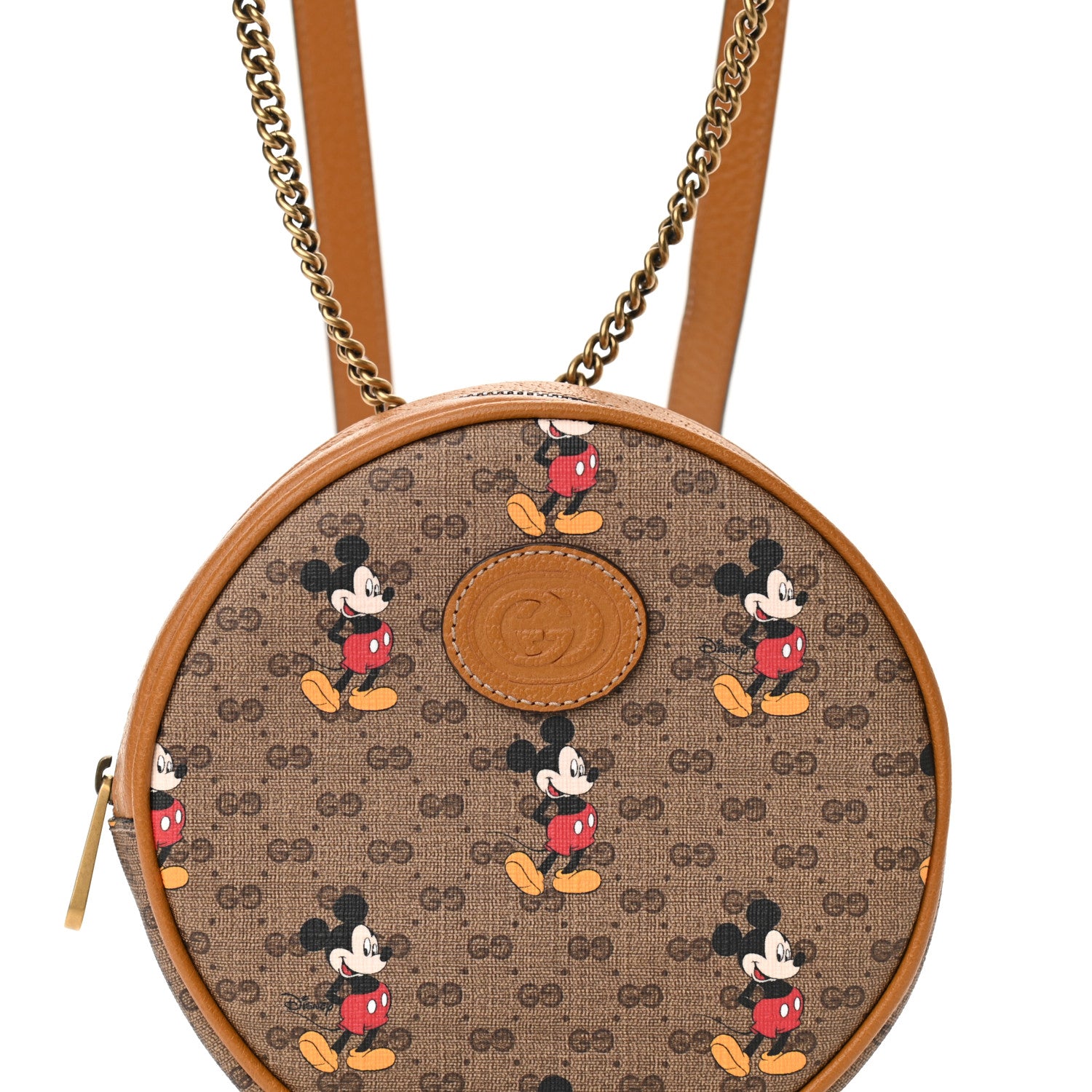 Gucci X DISNEY Mini Vintage GG Supreme Monogram Mickey Mouse Round Backpack Beige Vintage Sun Oil 7 of 9