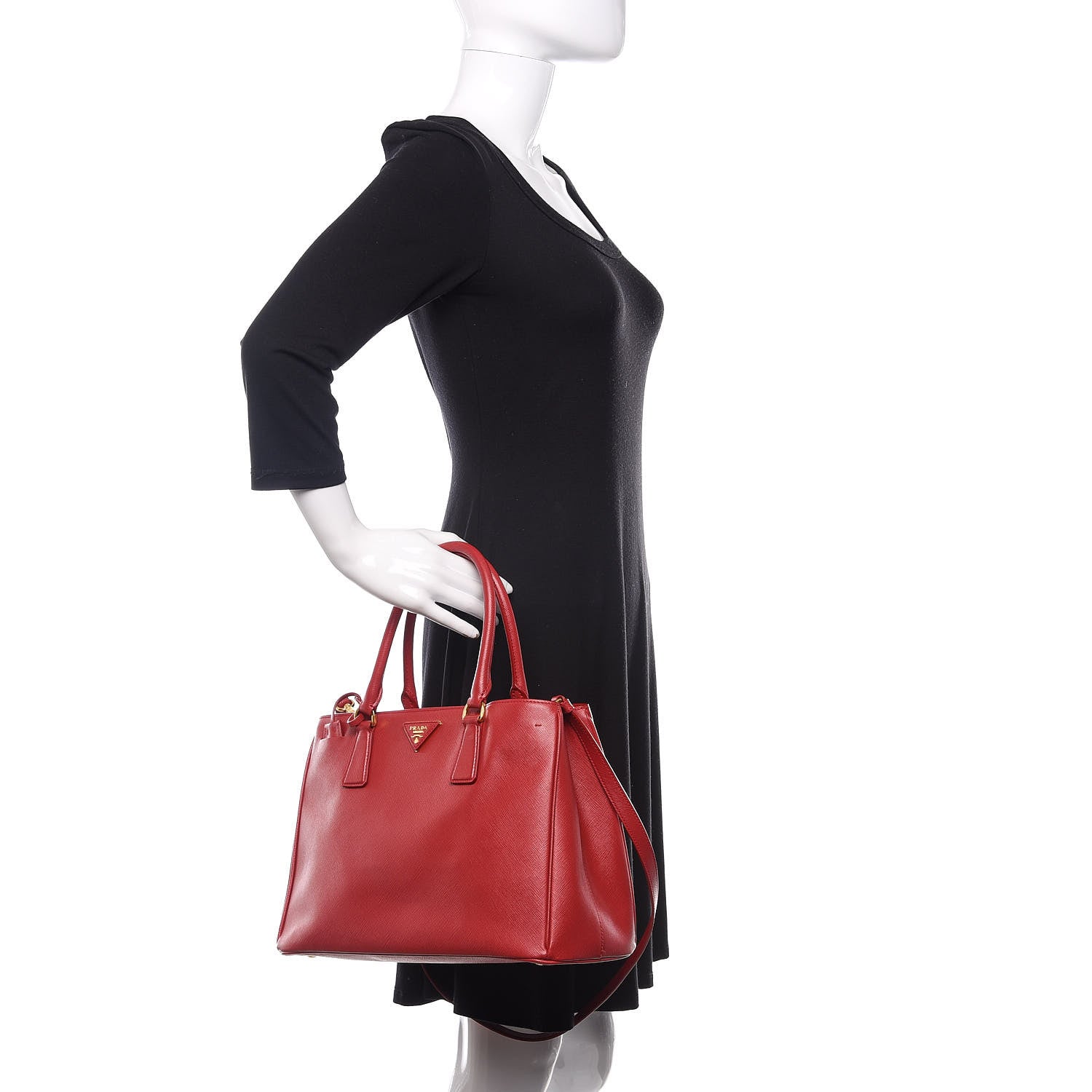 Prada Saffiano Lux Medium Tote Fuoco 3 of 11
