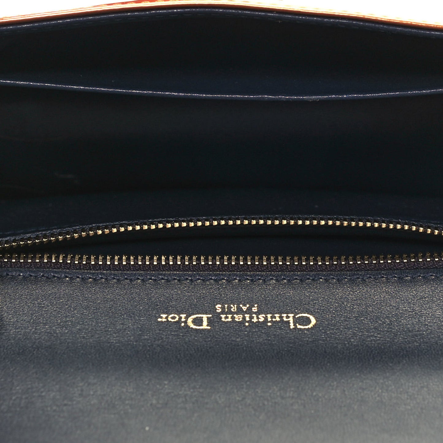 Metallic Patent Micro-Cannage Small Diorama Flap Bag Orange