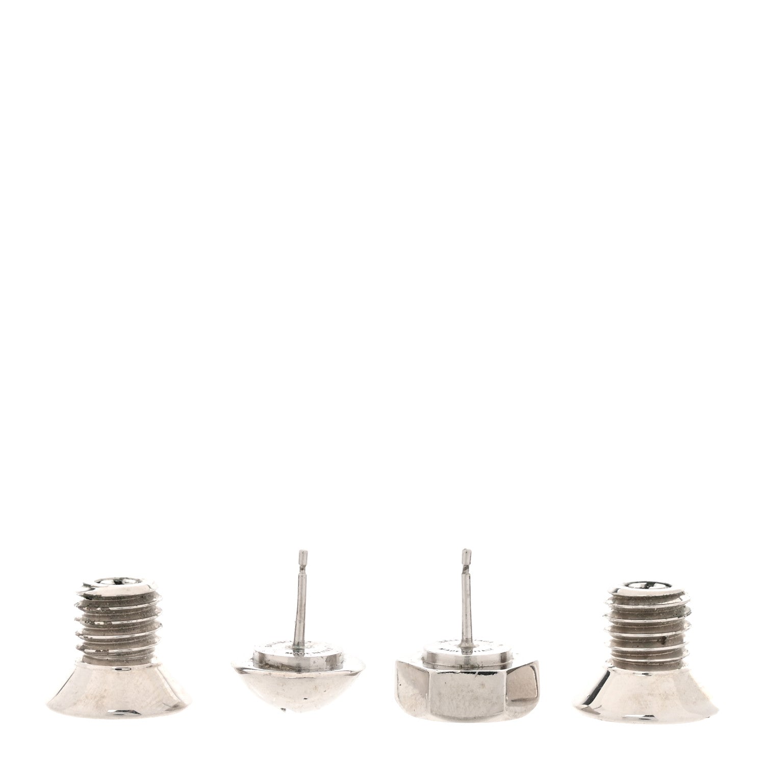 Balenciaga Metal Double Screw Garage Stud Earrings Silver 3 of 4