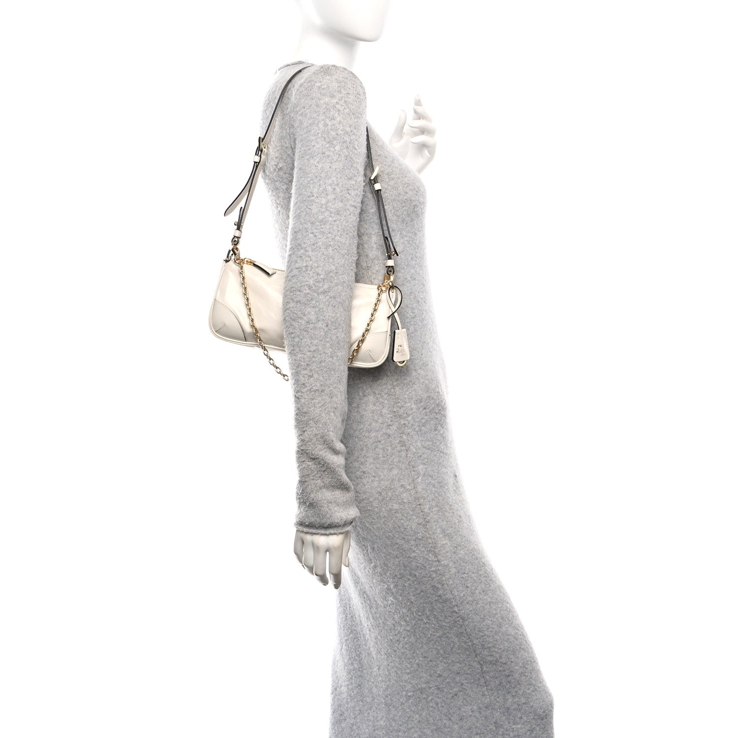 Prada Soft Lux Calfskin Medium Re-Edition 2002 Shoulder Bag White 2 of 10
