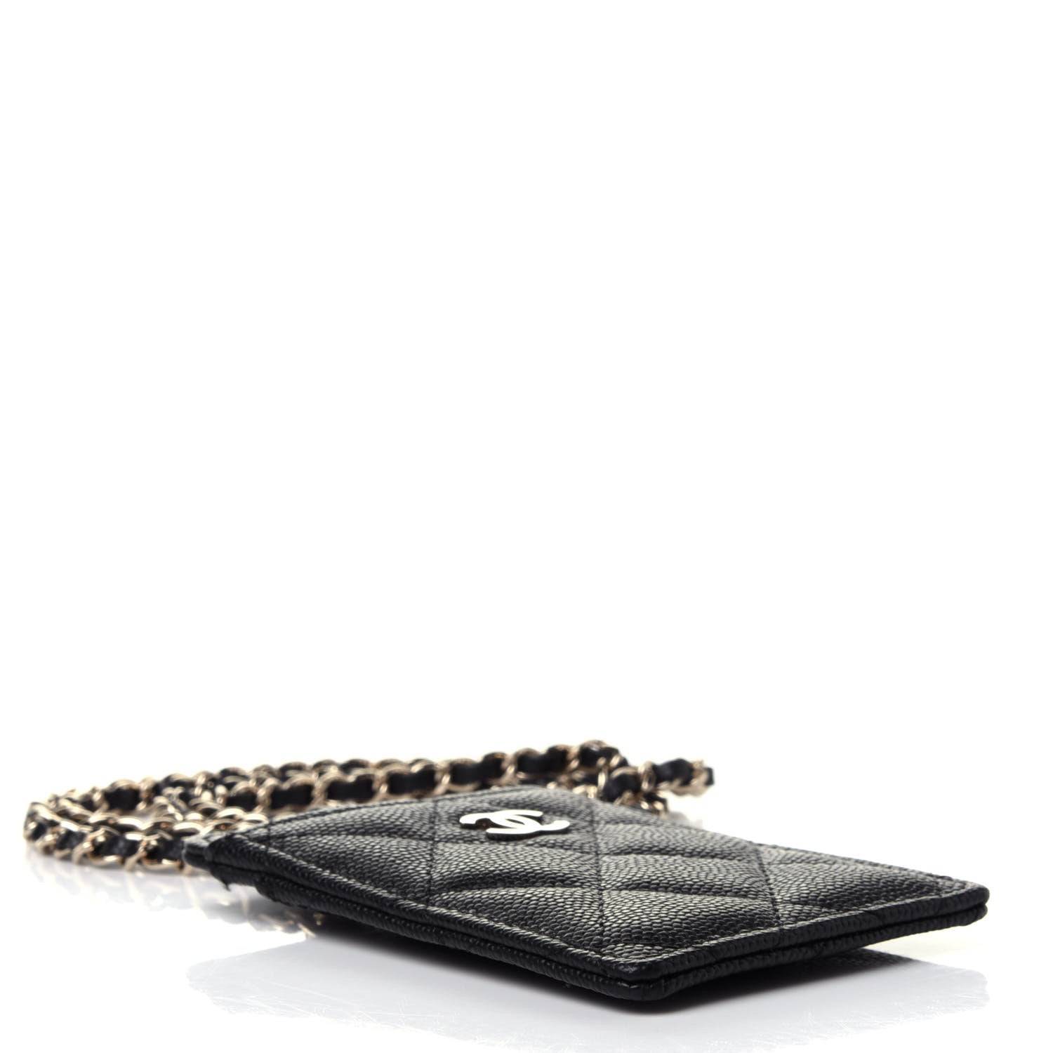 Chanel Caviar Quilted Card Holder On Chain Black 3 of 4