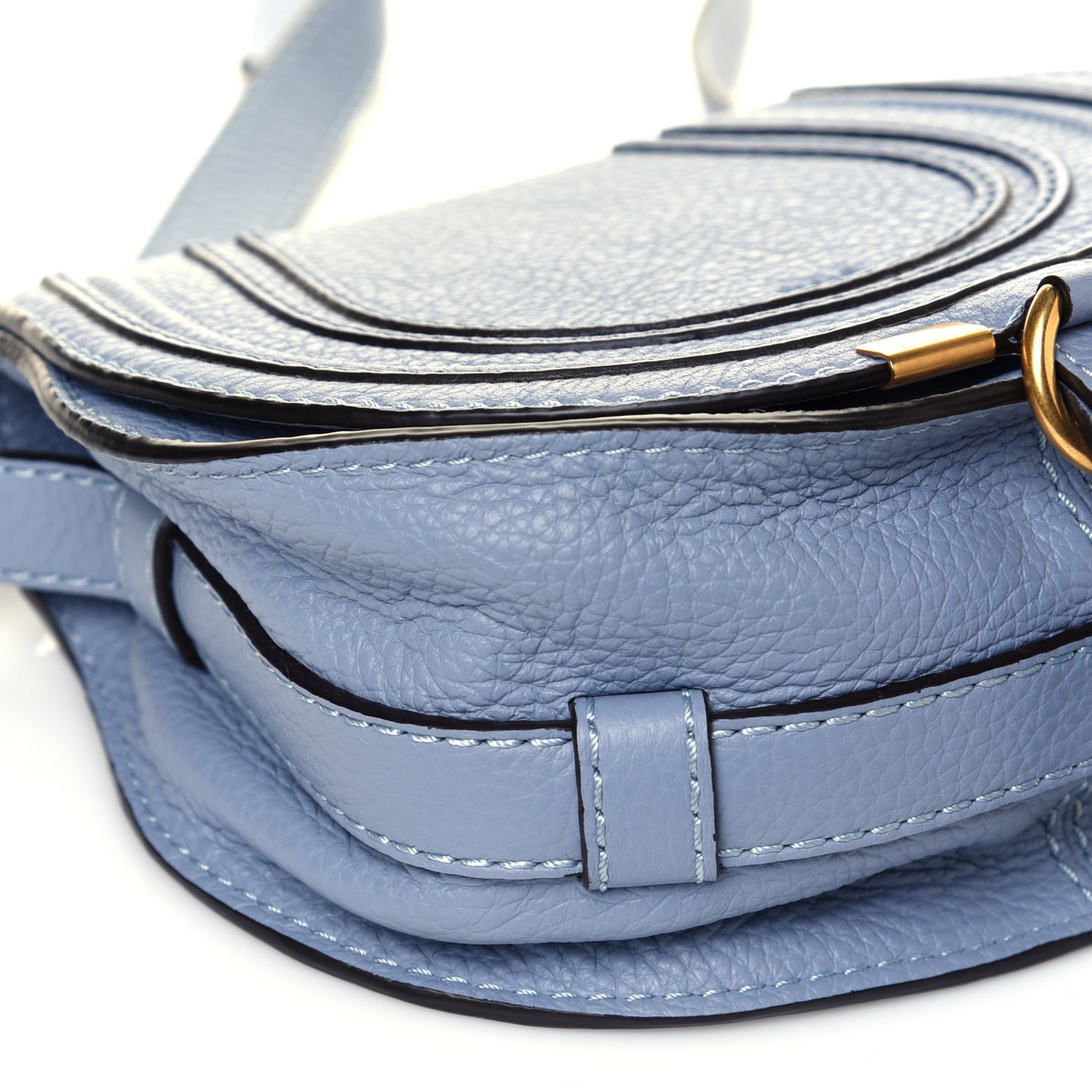 Calfskin Mini Marcie Round Crossbody Bag Washed Blue