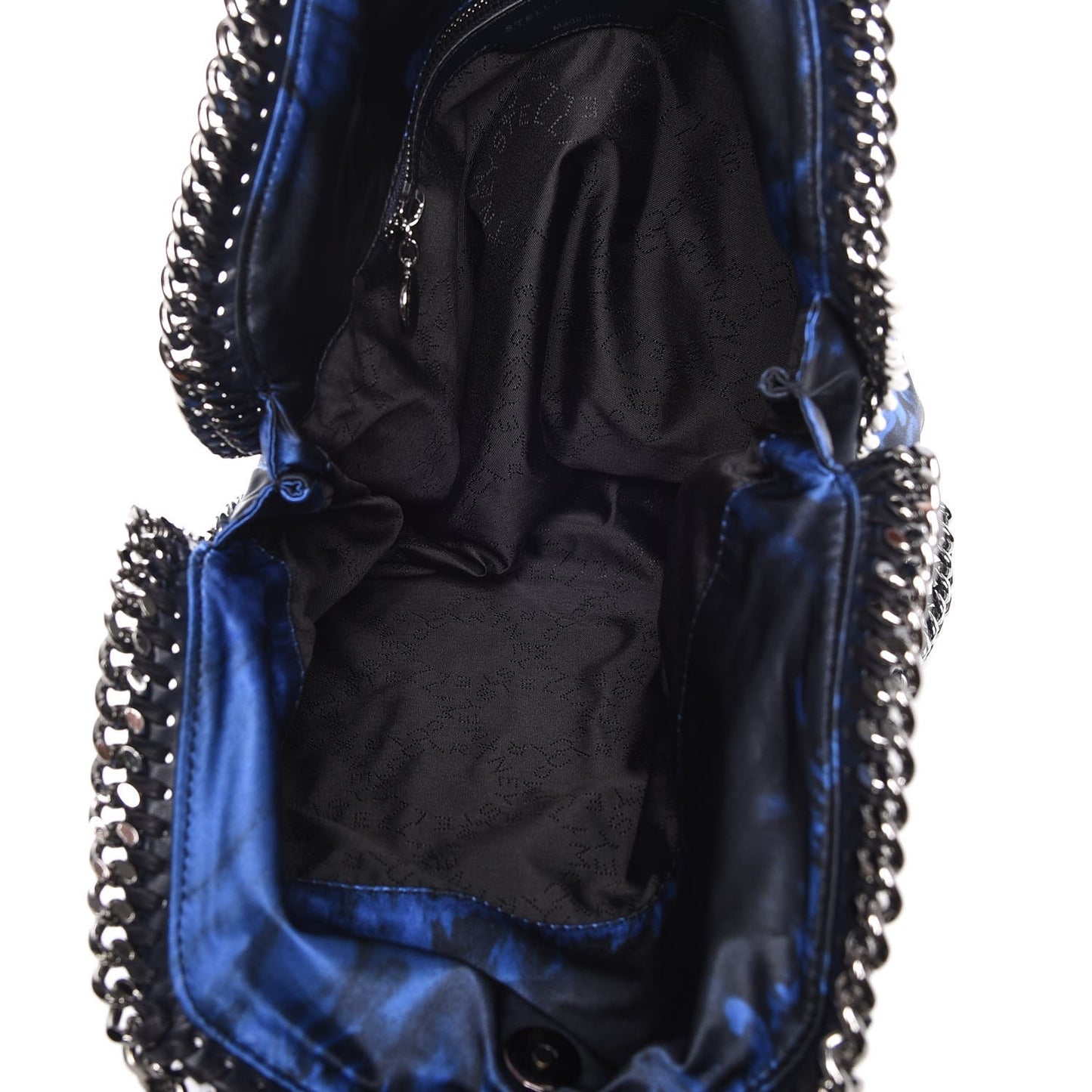Tie Dyed Satin Falabella Fold Over Tote Cerulean