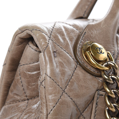 Chanel Glazed Calfskin Castle Rock Medium Flap Dark Beige 15 of 17