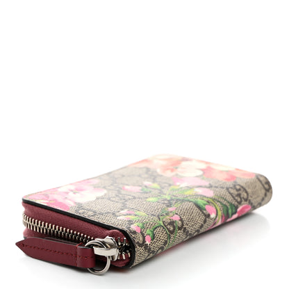 Gucci GG Supreme Monogram Blooms Zip Around Card Case Wallet Beige Multicolor Dry Rose 4 of 6