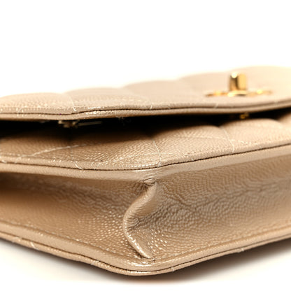 Chanel Metallic Caviar Quilted Coin Wallet On Chain WOC Gold 10 of 12