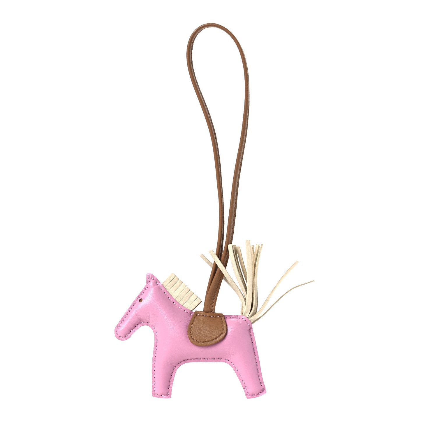 Milo Lambskin Grigri Rodeo Horse Bag Charm PM Mauve Sylvestre Craie Chai