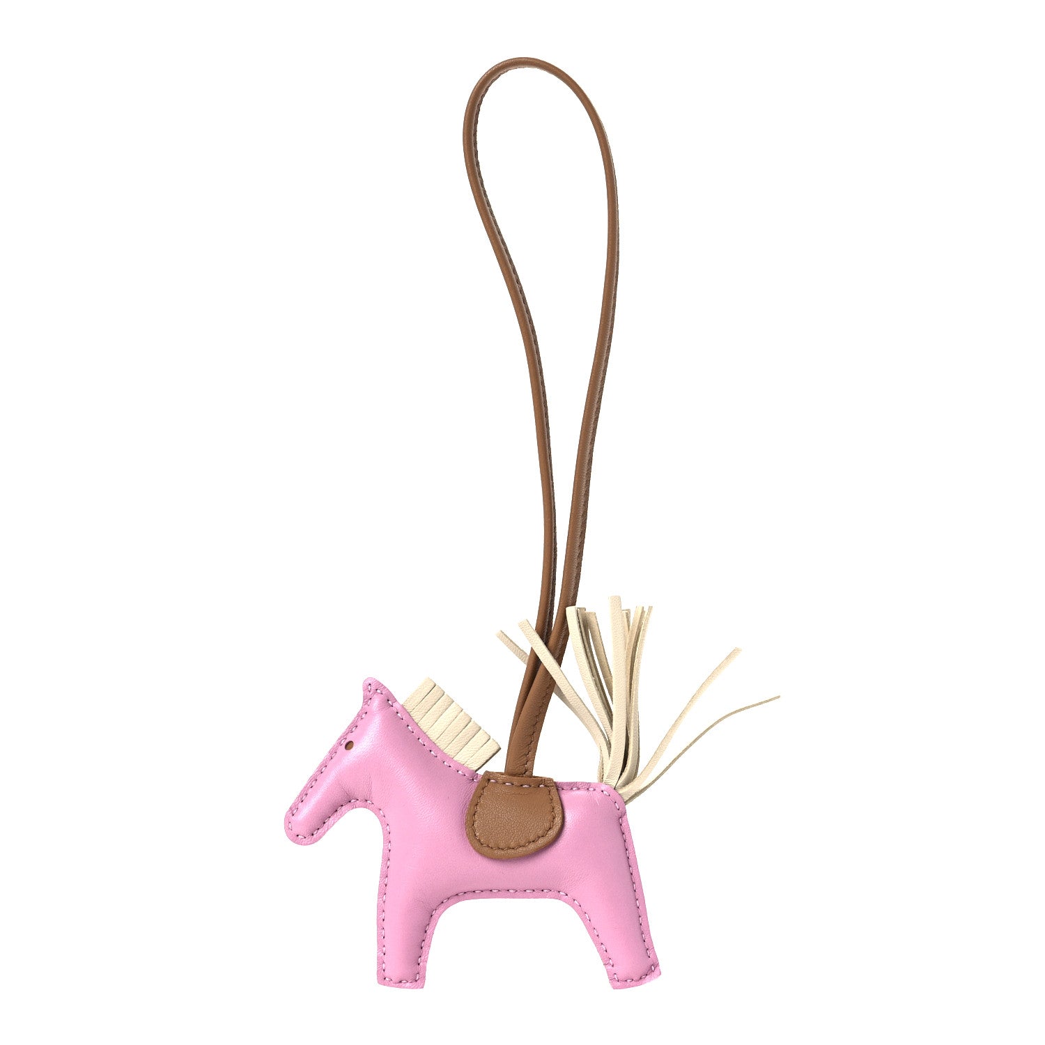 Hermes Milo Lambskin Grigri Rodeo Horse Bag Charm PM Mauve Sylvestre Craie Chai 1 of 4