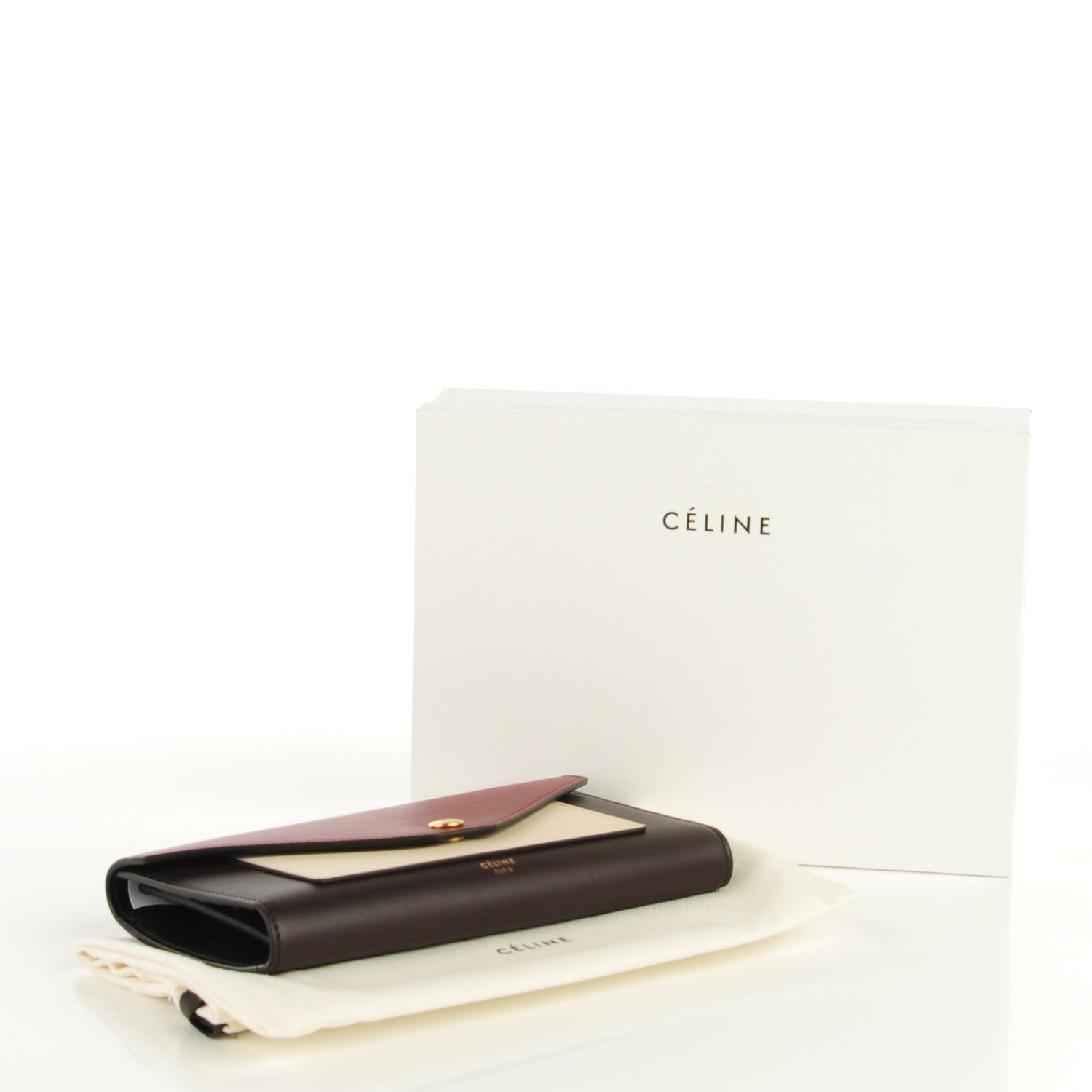 Celine Smooth Calfskin Pocket Tri-Fold Multifunction Envelope Flap Wallet Dark Rust 4 of 8
