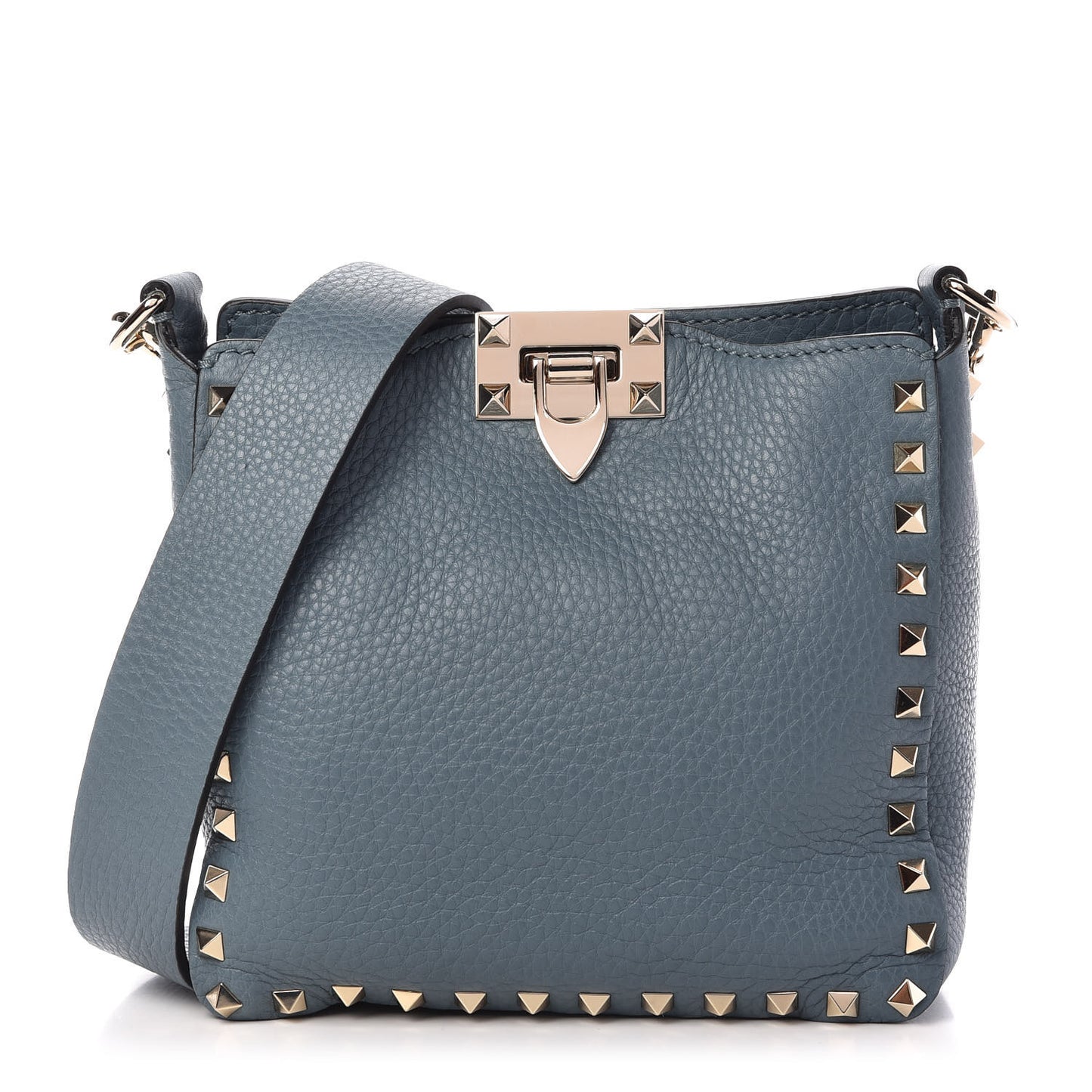Pebbled Calfskin Mini Rockstud Flip-Lock Messenger Bag Amadeus