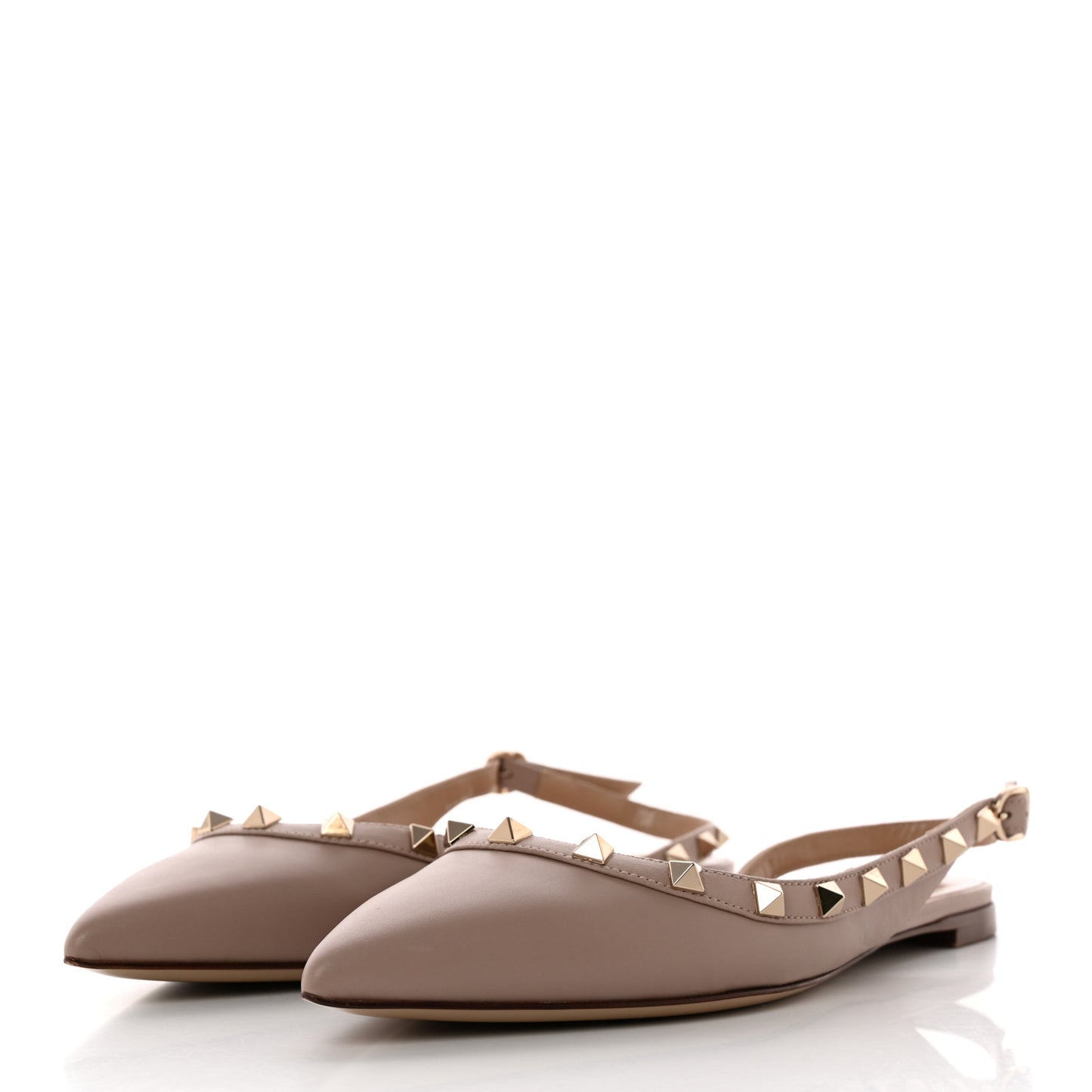 Nappa Rockstud Slingback Flats 37.5 Poudre