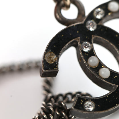 Chanel Enamel Crystal Pearl CC Pendant Necklace Ruthenium 6 of 6