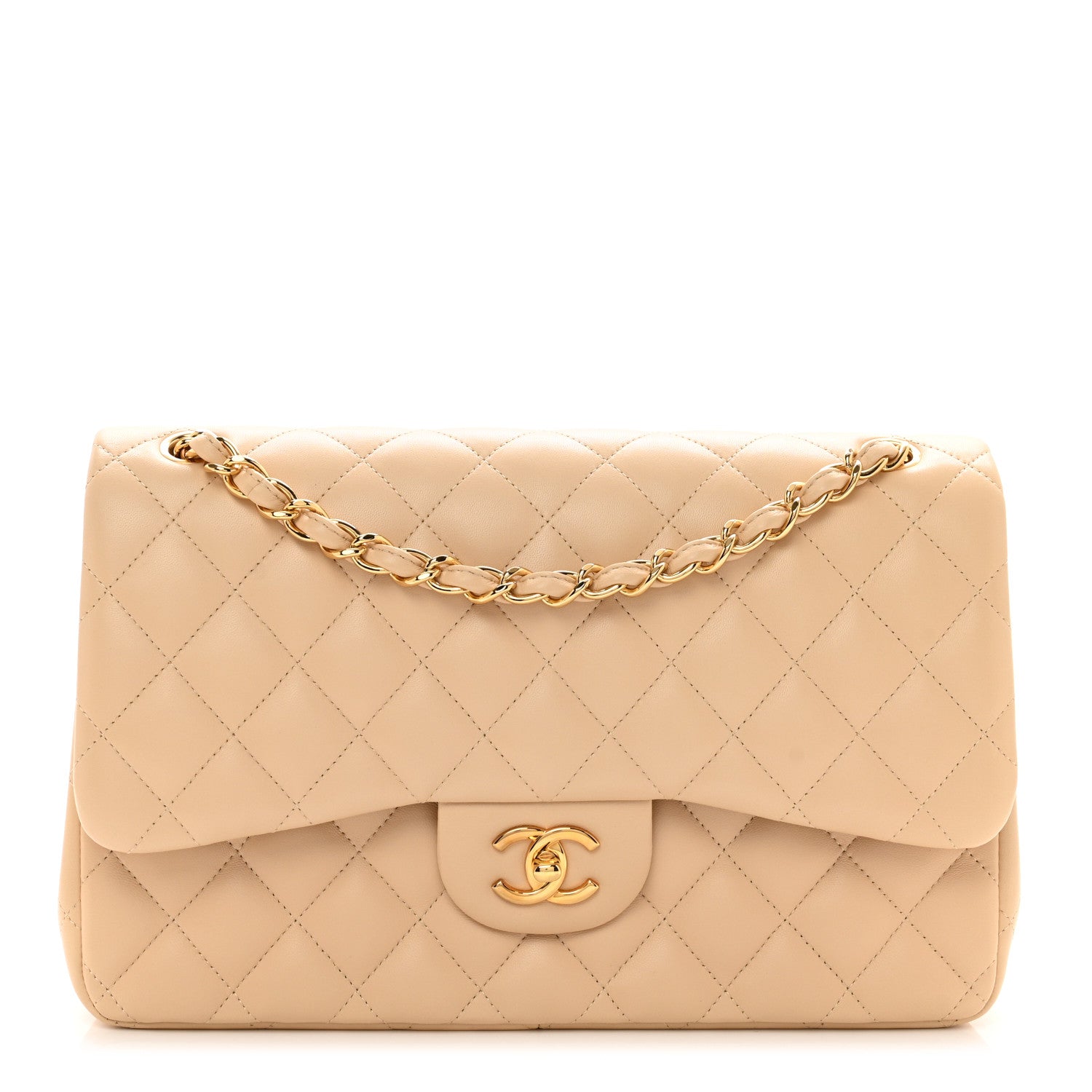 Chanel Lambskin Quilted Jumbo Double Flap Beige Clair 1 of 10