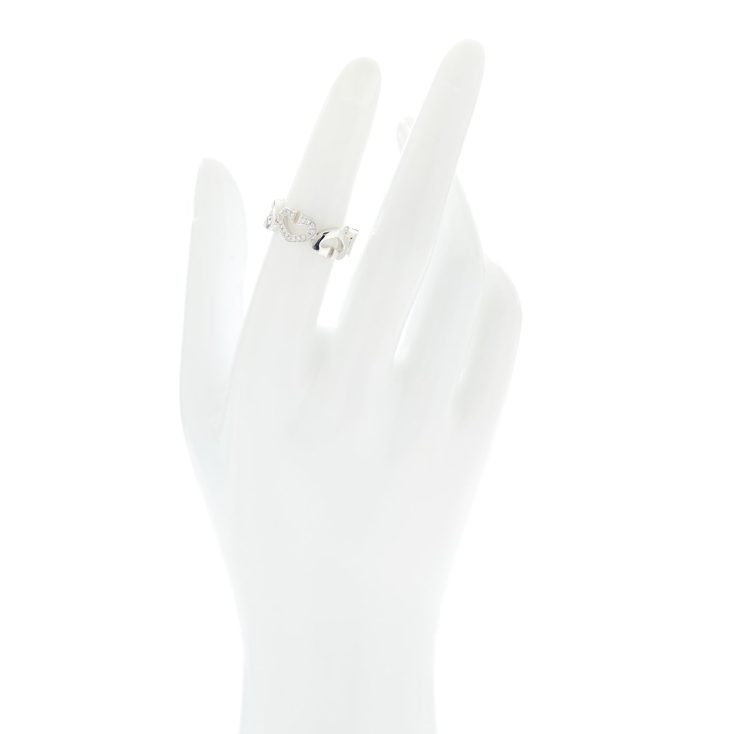 18K White Gold Diamond Hearts and Symbols Ring 51 5.75