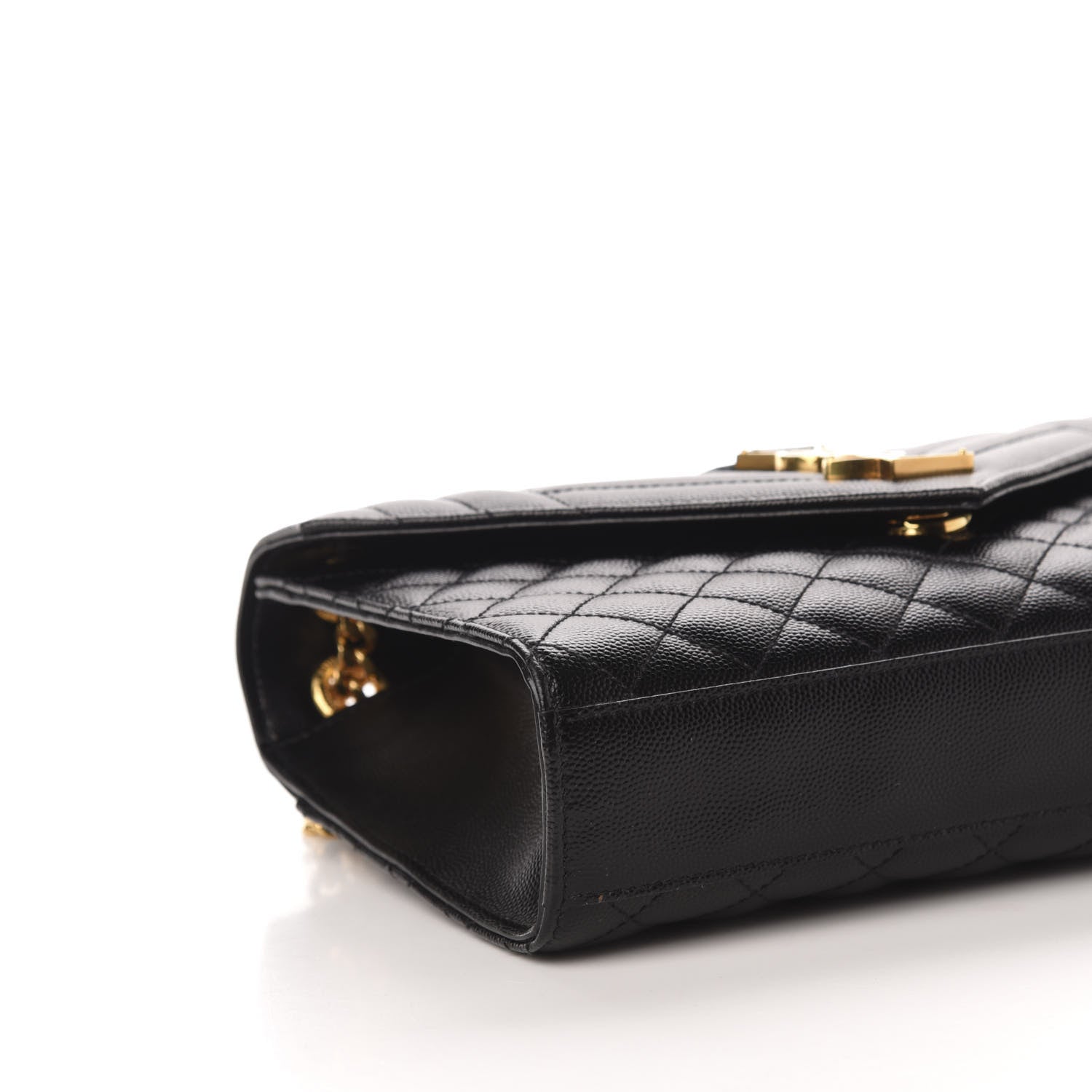 Saint Laurent Grain De Poudre Textured Mixed Matelasse Triquilt Medium Monogram Satchel Black 8 of 10