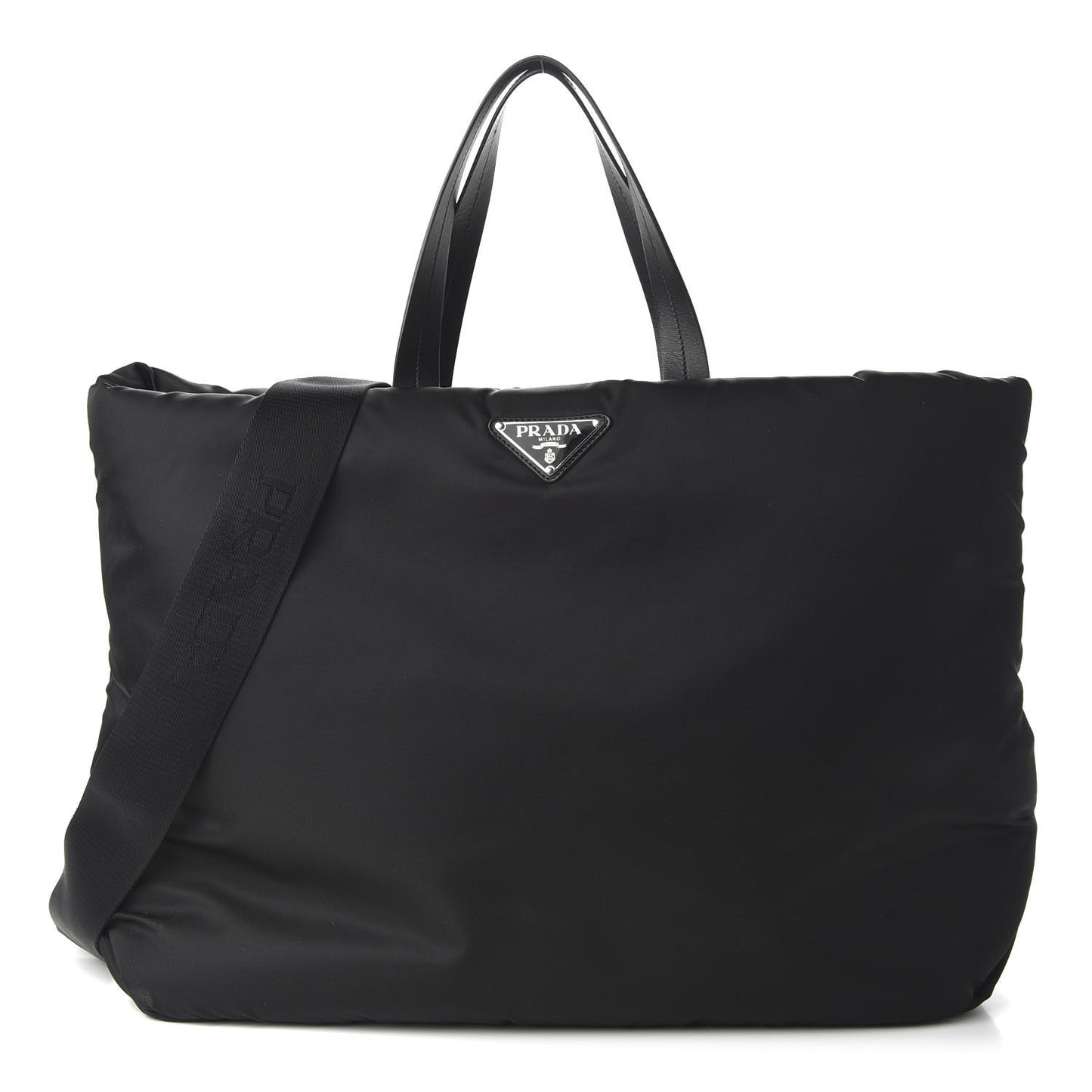 Tessuto Nylon Soft Padded Medium Shopping Tote Black