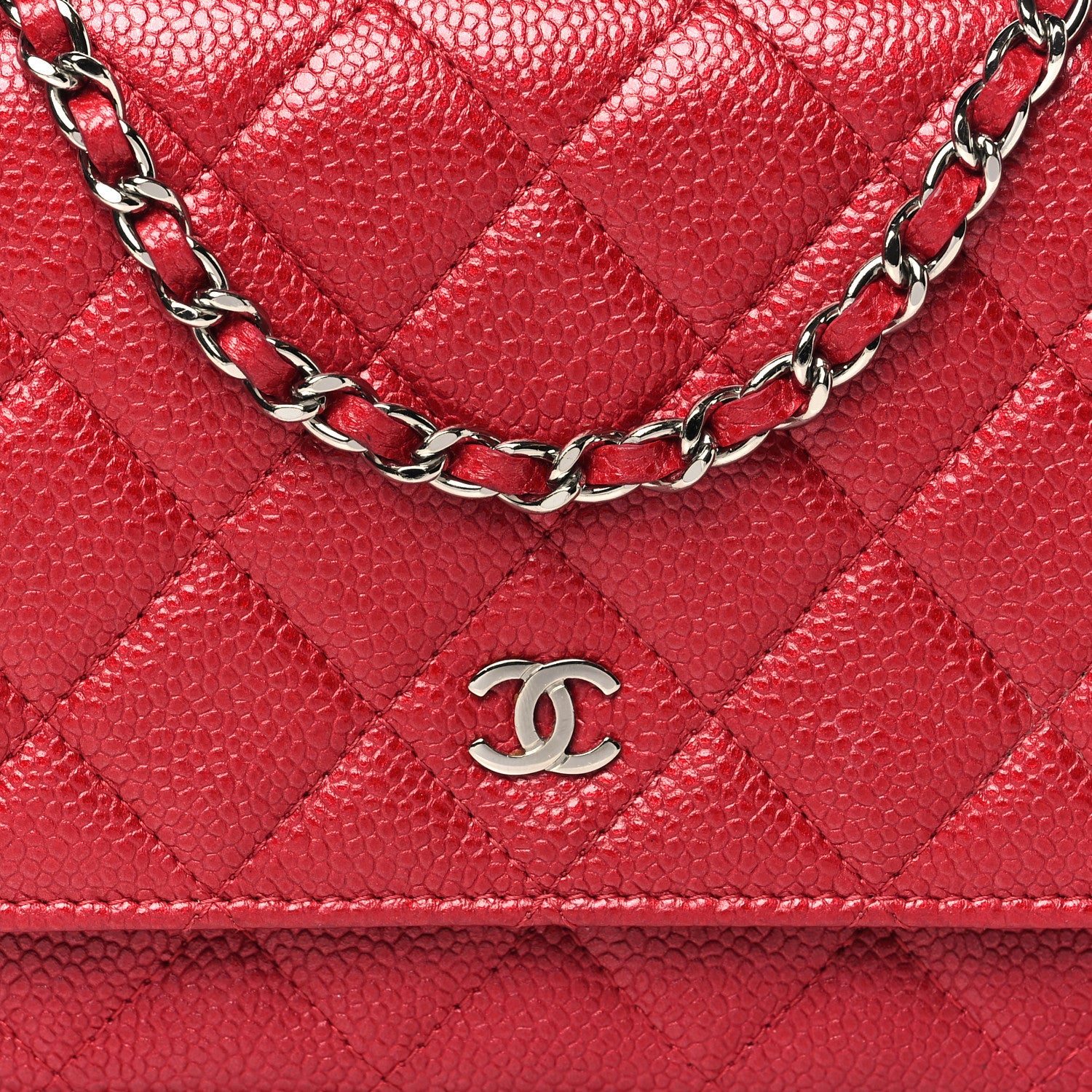Chanel Caviar Quilted Wallet On Chain WOC Red 9 of 14