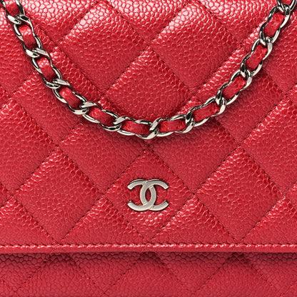 Chanel Caviar Quilted Wallet On Chain WOC Red 9 of 14