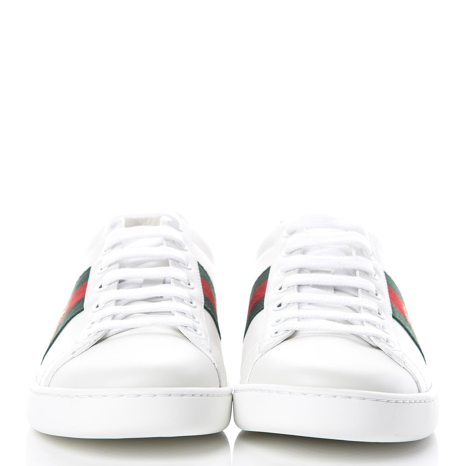 Gucci Calfskin Ayers Bee Embroidered Womens Ace Sneakers 38 White Green 2 of 9