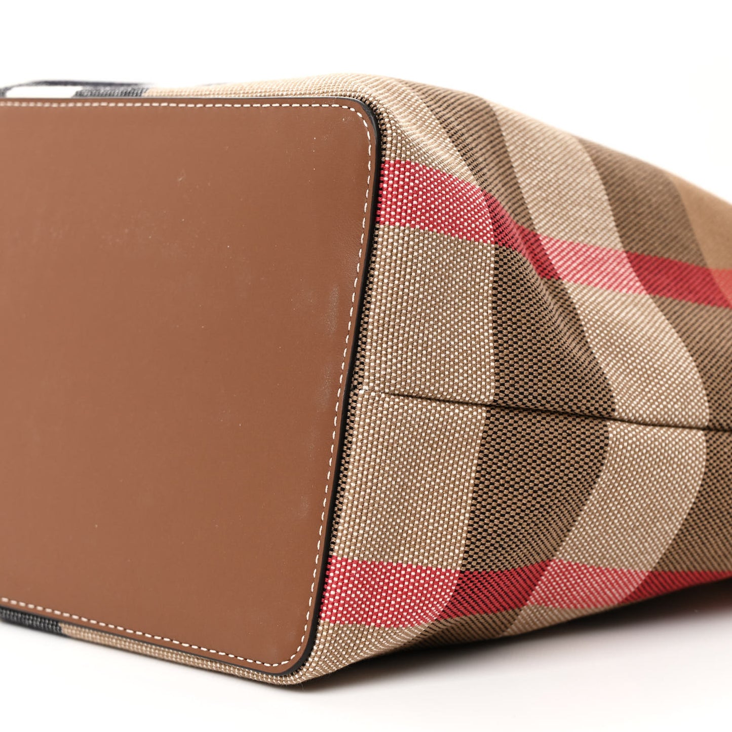 Giant Check Canvas Medium London Tote Taupe Brown