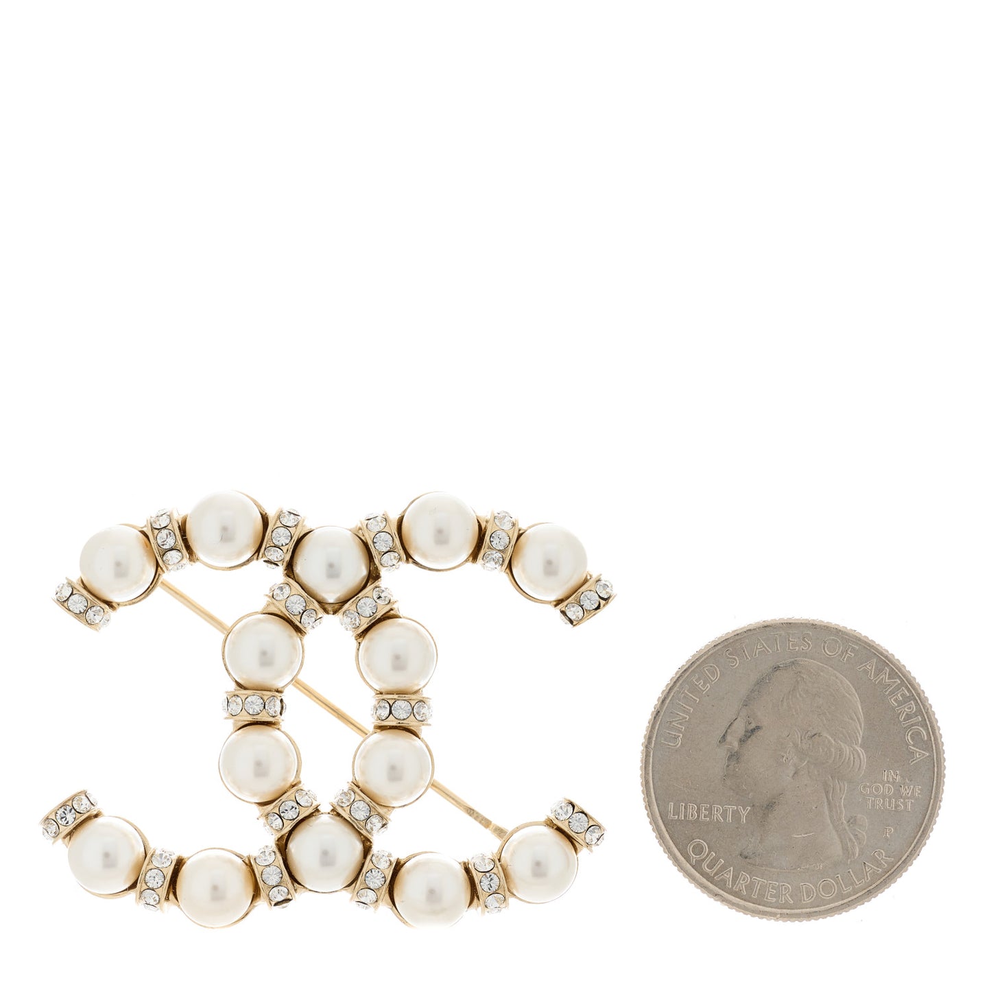 Pearl Crystal Nefertiti CC Brooch Gold