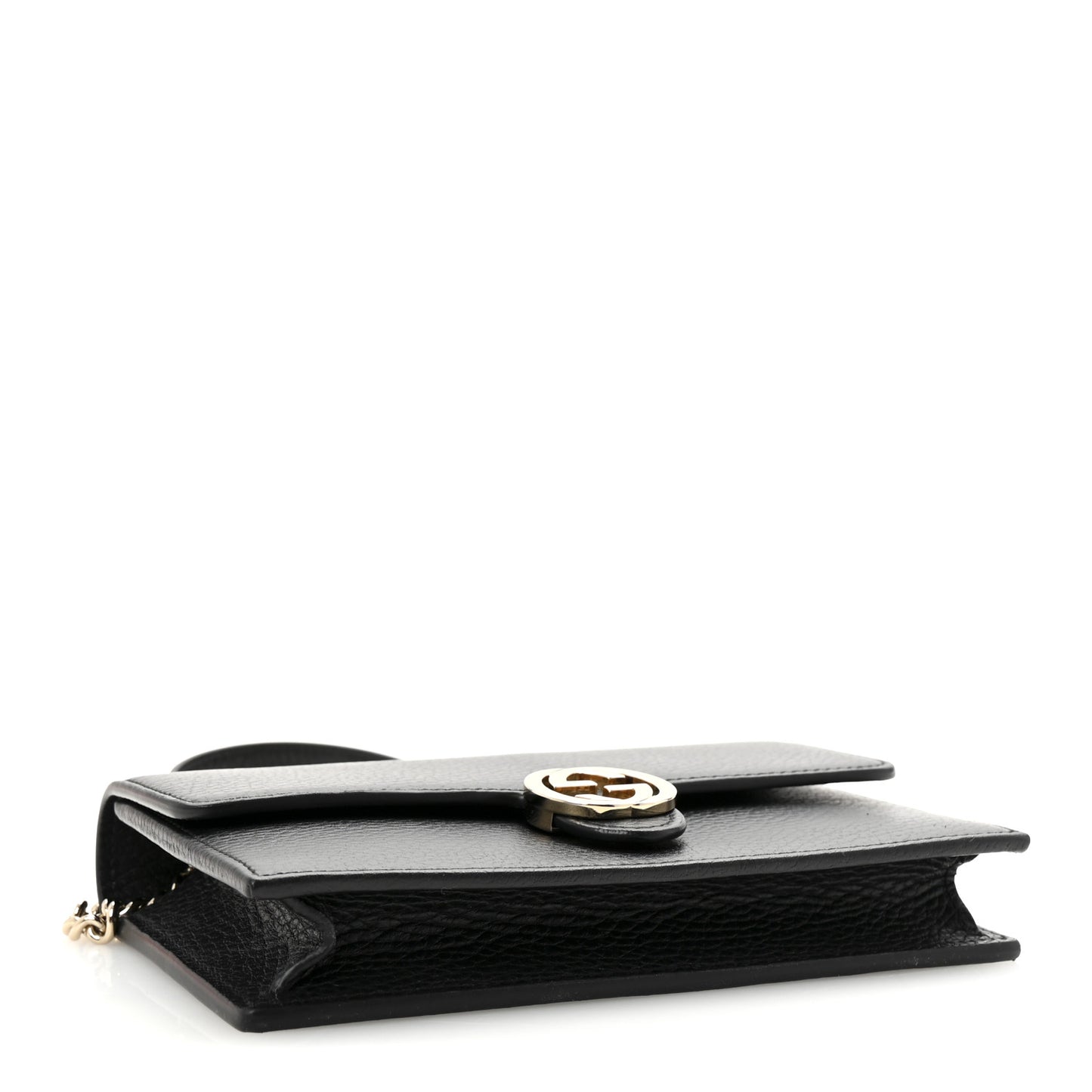 Dollar Calfskin Interlocking G Chain Wallet Black