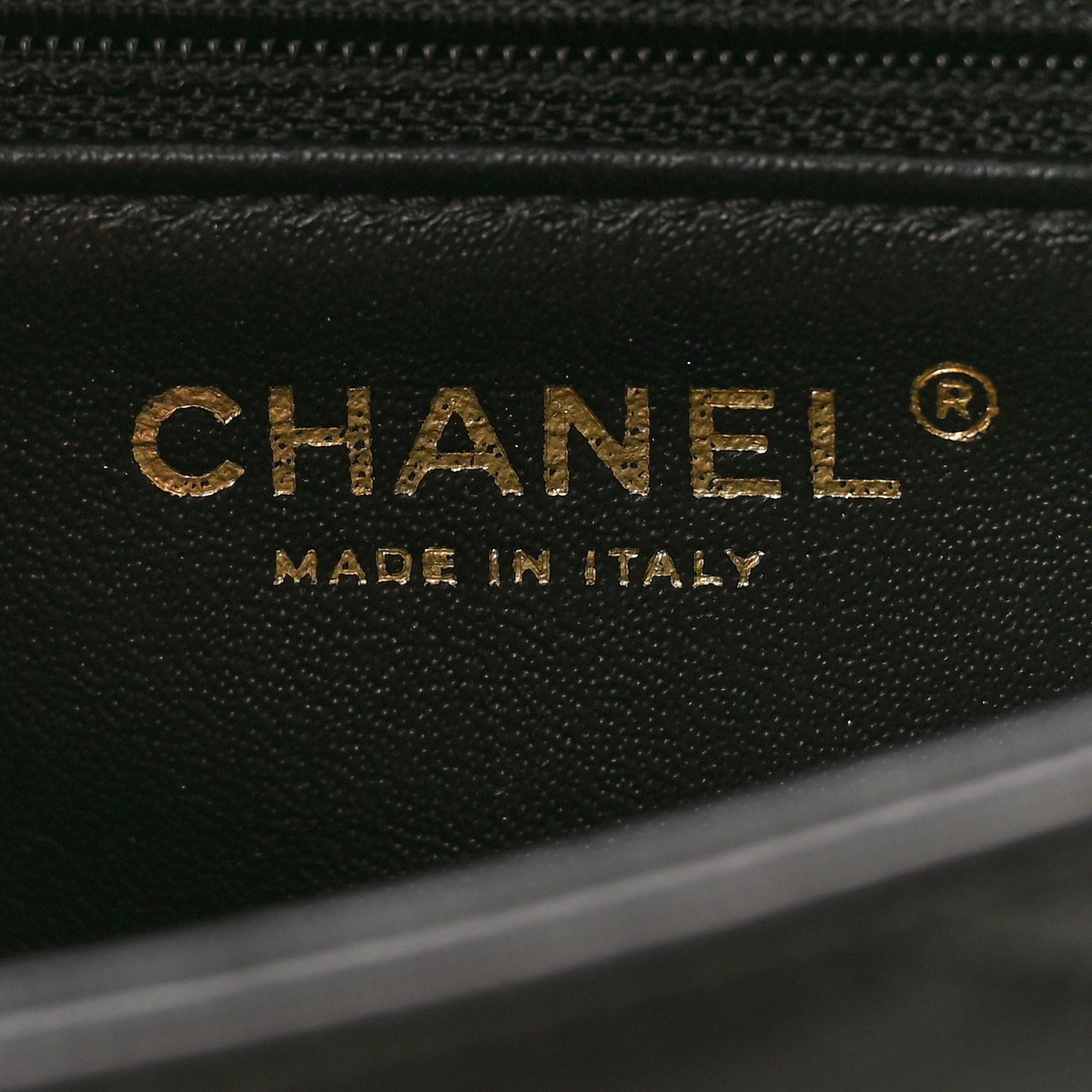 Lambskin Reversed Chevron Quilted Flap Black